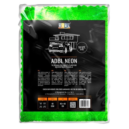 ADBL NEON Kit de 10 toalla multiusos de microfibras sin costuras 40x40 cm