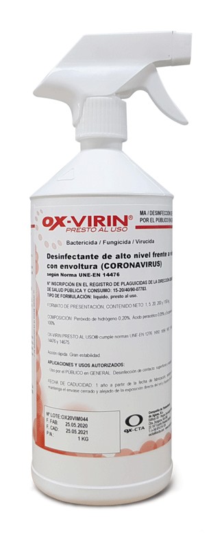 OX-VIRIN Presto al uso desinfectar coche coronavirus 1 kg