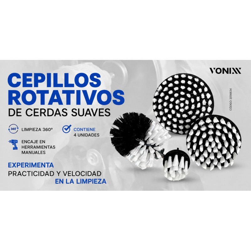 Vonixx Juego de Cepillos Rotativos de Cerdas Suaves para Taladro