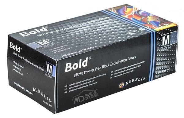 Aurelia Bold 100 uds - Guantes de nitrilo negros de máxima calidad